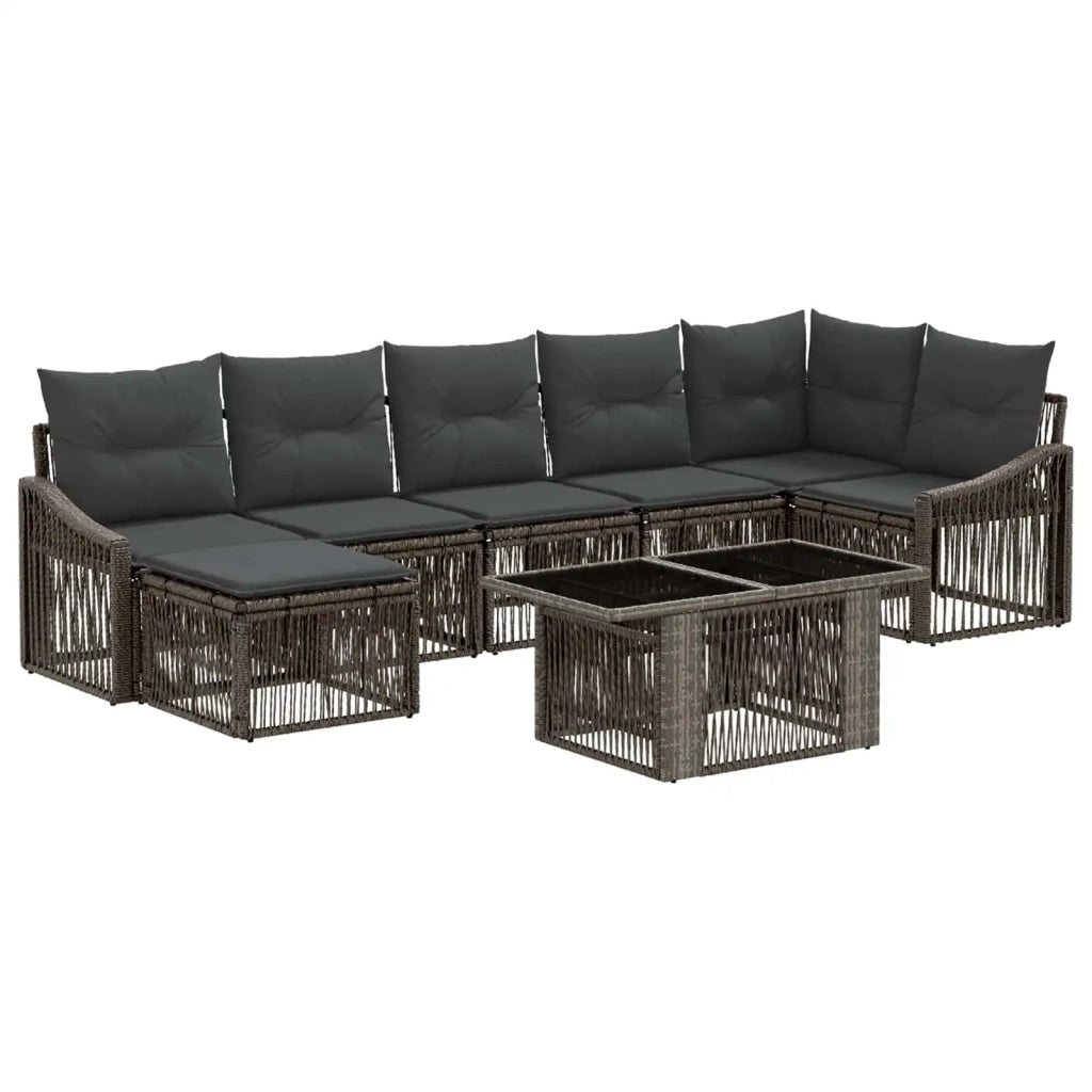 Set Divano da Giardino 8 pz Grigio e Grigio Scuro polyrattan 3437285