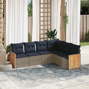 Set Divani da Giardino 6 pz con Cuscini Grigio in Polyrattan 3227685