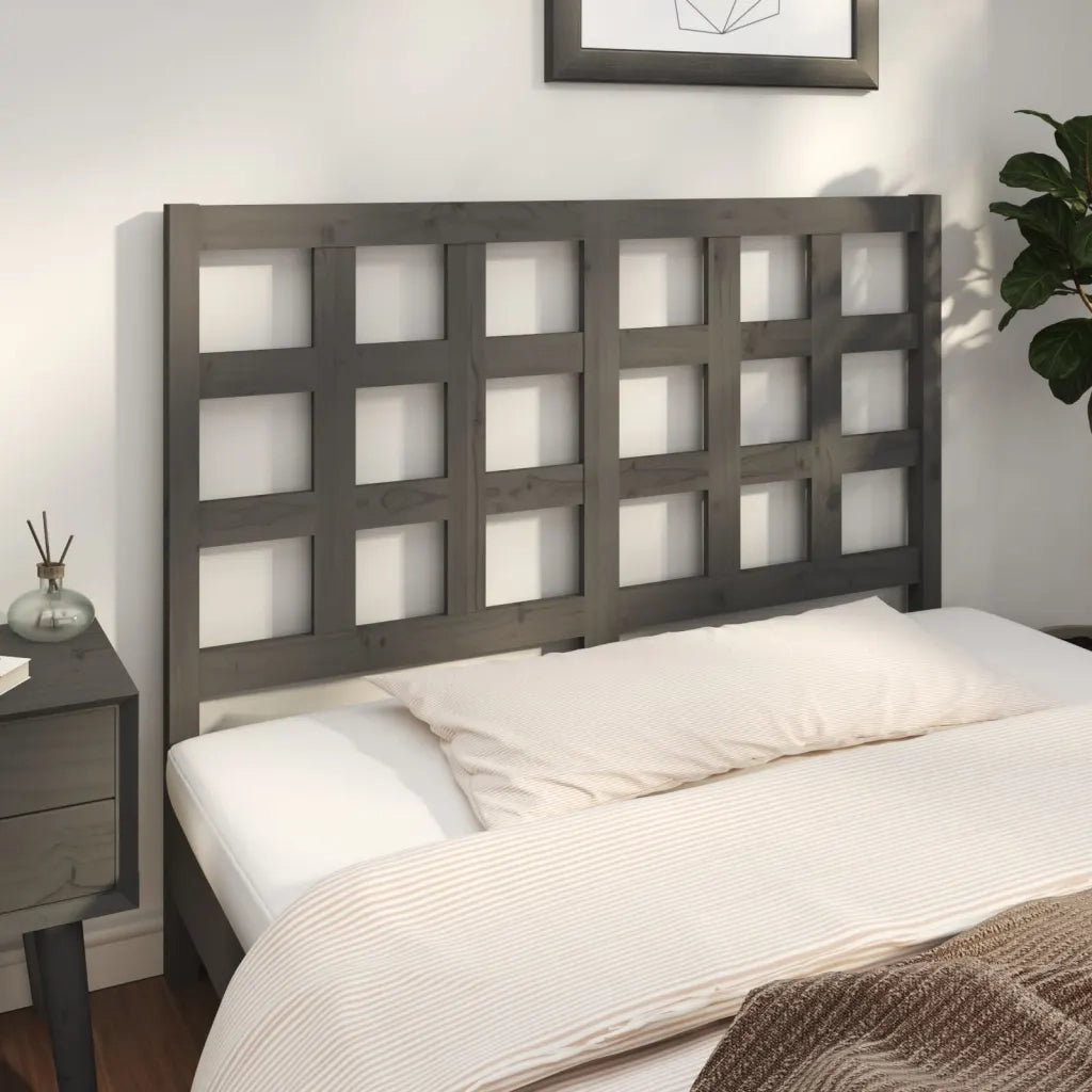 Testiera per Letto Grigia 125,5x4x100 cm Legno Massello di Pino cod mxl 34052