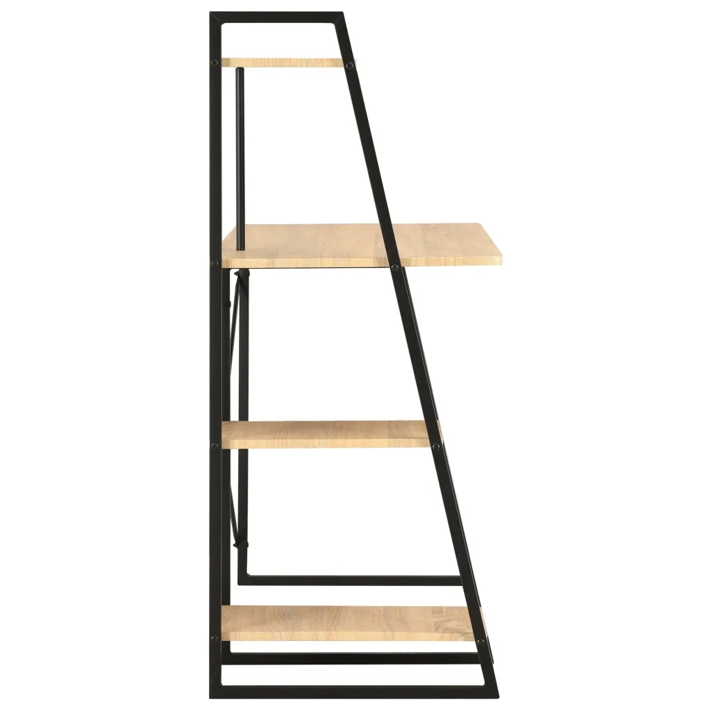 Scrivania con Mensole-Scrivanie per ufficio e studio Nera e Rovere 102x50x117 cm