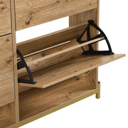 Scarpiera a Ribalta con 4 Ante e Piedini in Metallo; Stile Moderno; Ingresso; in MDF; Effetto Legno; 108;5×24×100 cm