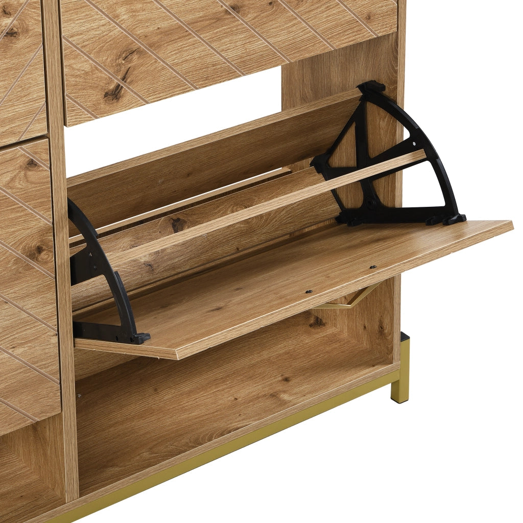 Scarpiera a Ribalta con 4 Ante e Piedini in Metallo; Stile Moderno; Ingresso; in MDF; Effetto Legno; 108;5×24×100 cm