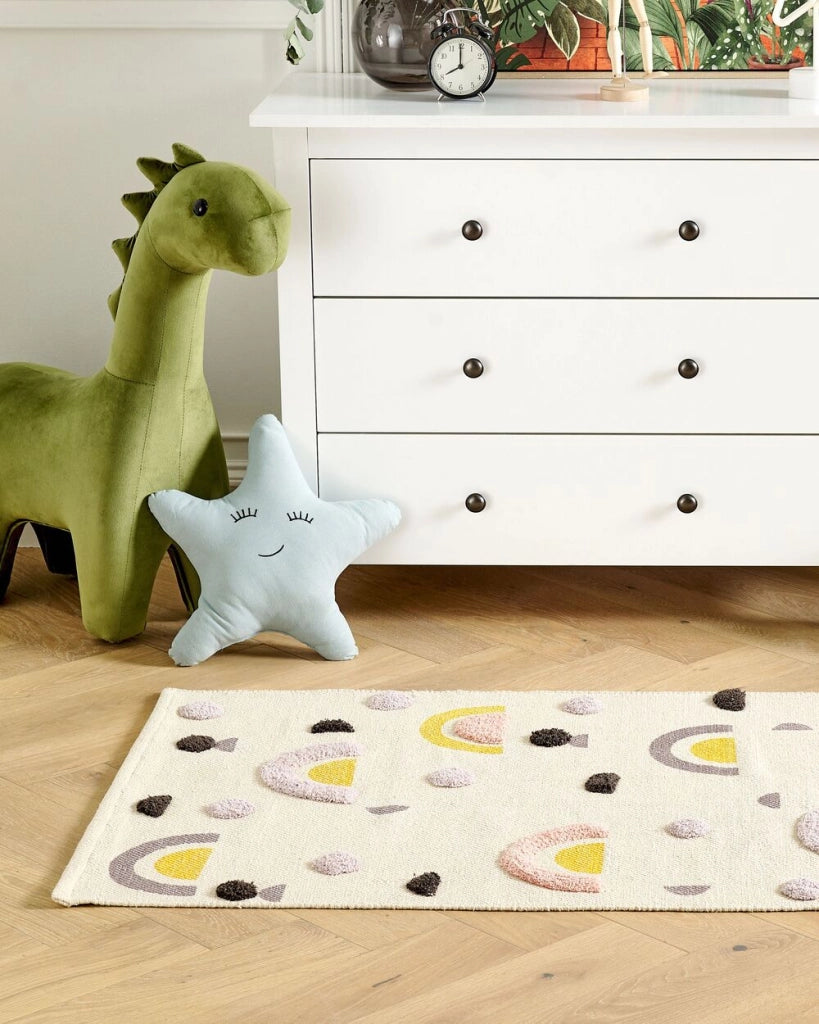 Tappeto per bambini con motivo arcobaleno multicolore 80 x 150 cm cameretta motivo divertente