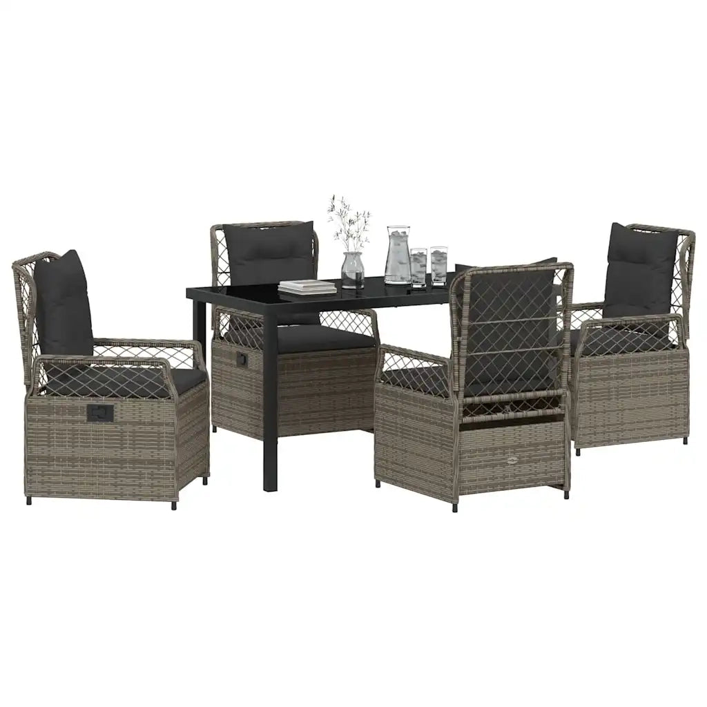 Set da Pranzo per Giardino 5 pcs Grigio polyrattan 3380997