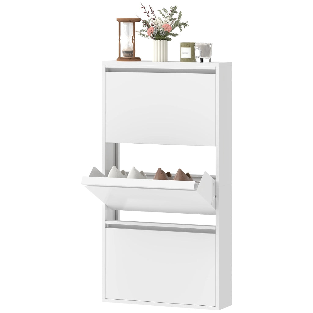 Scarpiera Metallica a Parete con 3 Ante ¨C Zephmum ¨C Bianco 60x20x70 cm