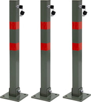 Set di 3 ostacoli di sicurezza 70 cm quadrati con strisce di avvertimento rosse e 3 chiavi in acciaio