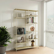 Libreria Dorgali, Scaffale da ufficio, Mobile portalibri, Biblioteca, 120x30 h188 cm, Panna