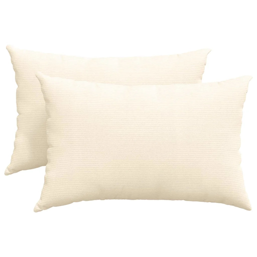 Cuscini da Divano 2 pcs Crema 60 x 40 cm Tessuto in Cords 42013690