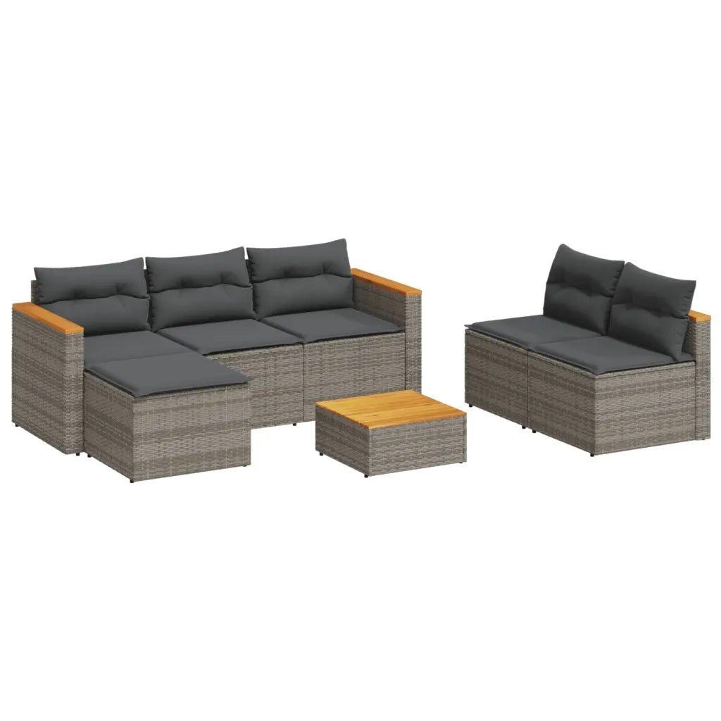 Set Divano Giardino 5 pz con Cuscini Grigio Polyrattan Acacia 3213538