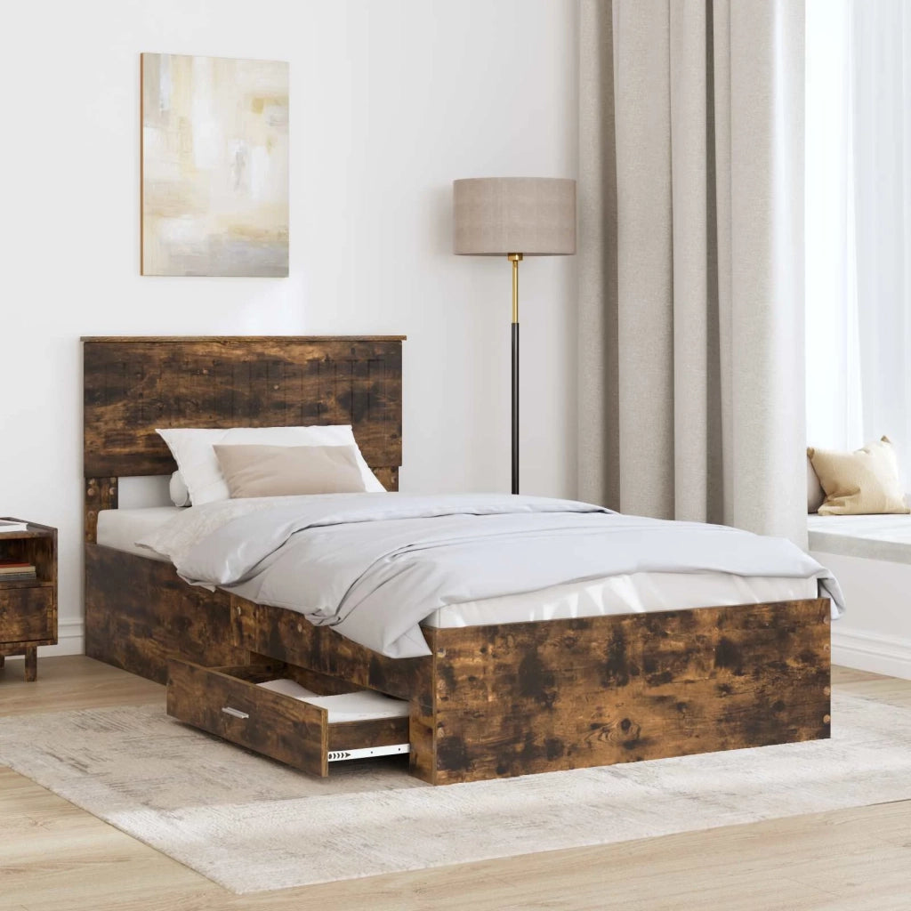 Struttura del letto Rovere fumé 100 x 200 cm Legno multistrato