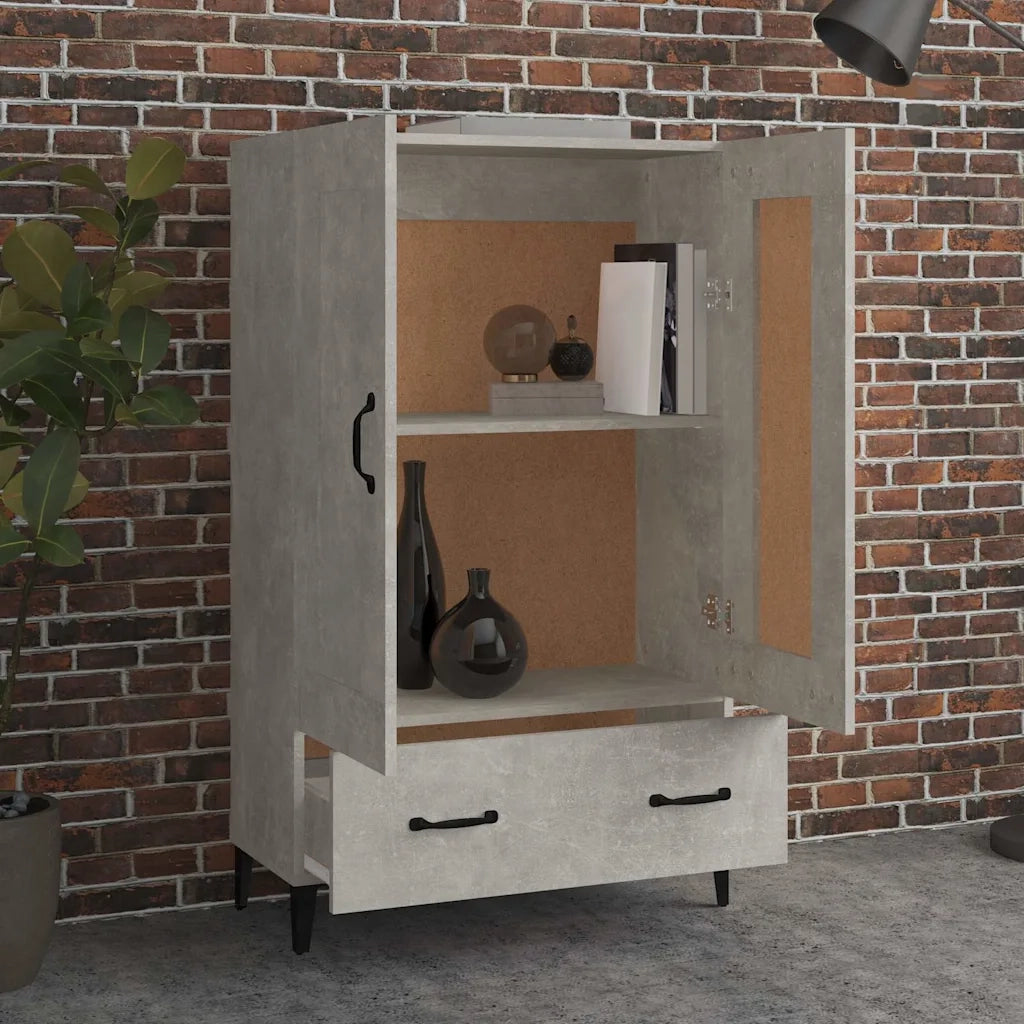 Credenza Grigio Cemento 70x31x115 cm in Legno Multistrato 812577