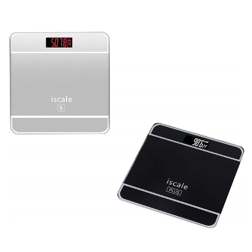 Trade Shop - Bilancia Pesapersone Quadrata Vetro Bagno Schermo Lcd Elettronica Digitale Max 180kg -