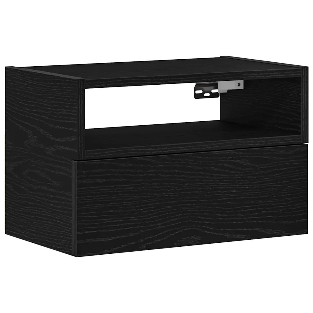 Comodino a Muro Nero 45x26x28,5 cm