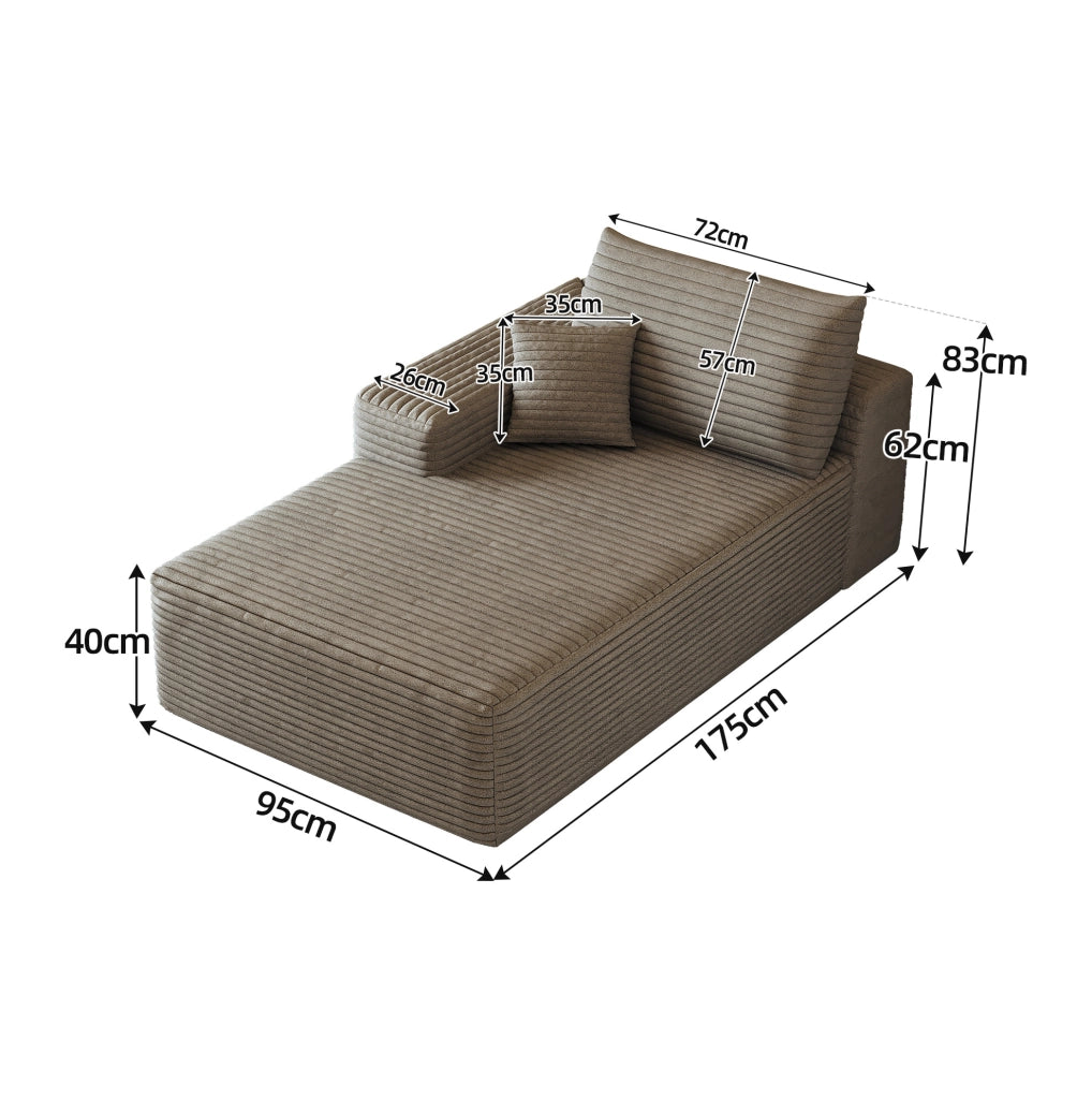 DIVANO Chaise longue reversibile in tessuto color cammello