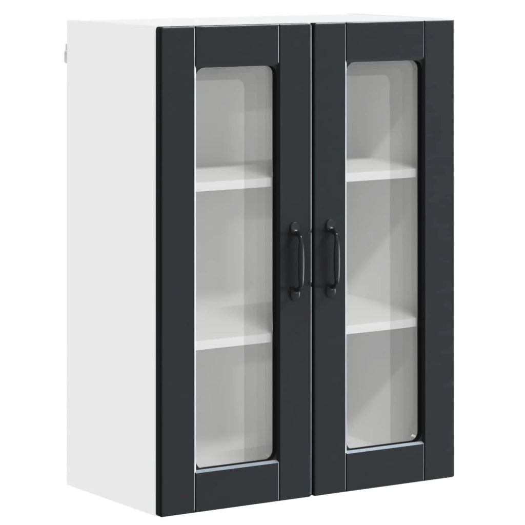 Mobile da cucina moderno da parete con pratico spazio di archiviazione 60 x 31 x 80 cm legno ingegnerizzato nero 02_0054429