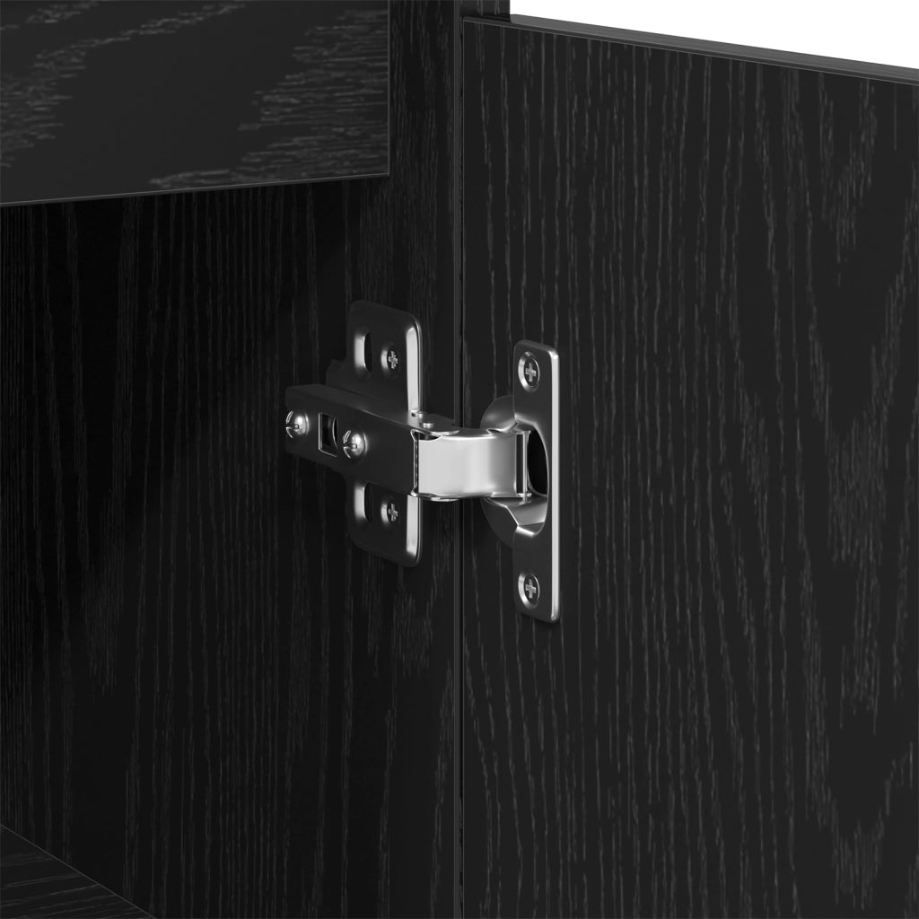 Mobile da Bagno  Nero Rovere 30x30x100 cm Legno ingegnerizzato