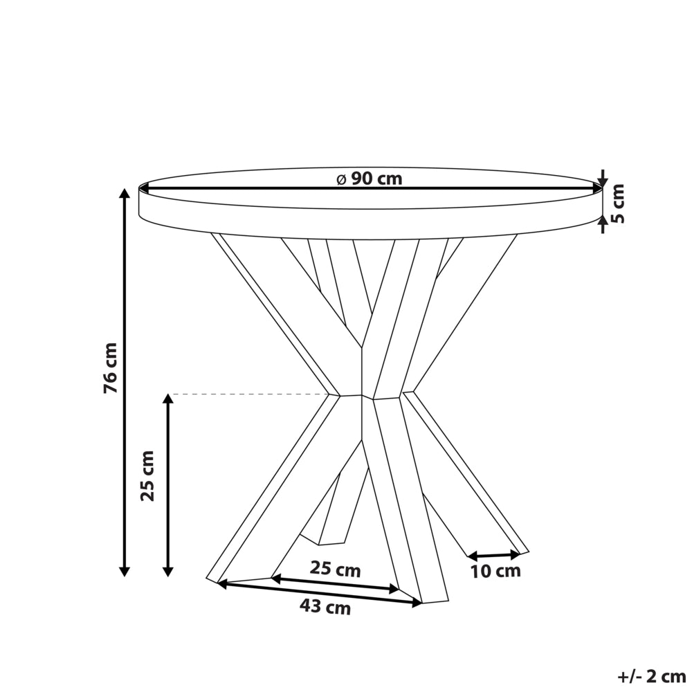Tavolo da Pranzo da Giardino con Piano in Cemento in Legno di Acacia ø 90 cm