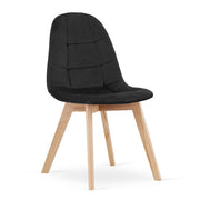 Sedia Bora in velluto nero con gambe in faggio