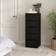 Cassettiera Achaldi, Settimino multiuso, Comò camera da letto, Mobile con cassetti, 50x40 h111 cm, Nero