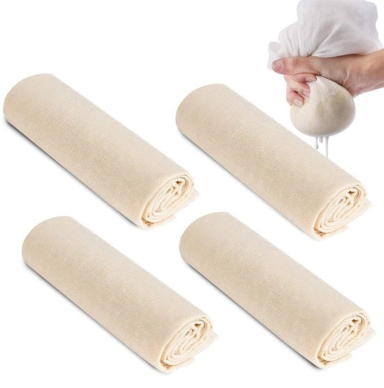 Set di setole per formaggio 4 pezzi setola per filtro 60 x 60 cm setola riutilizzabile tessuto di cotone canovaccio in lino non trattato setola lavabile per formaggio e preparazione di tisane e latte di noci