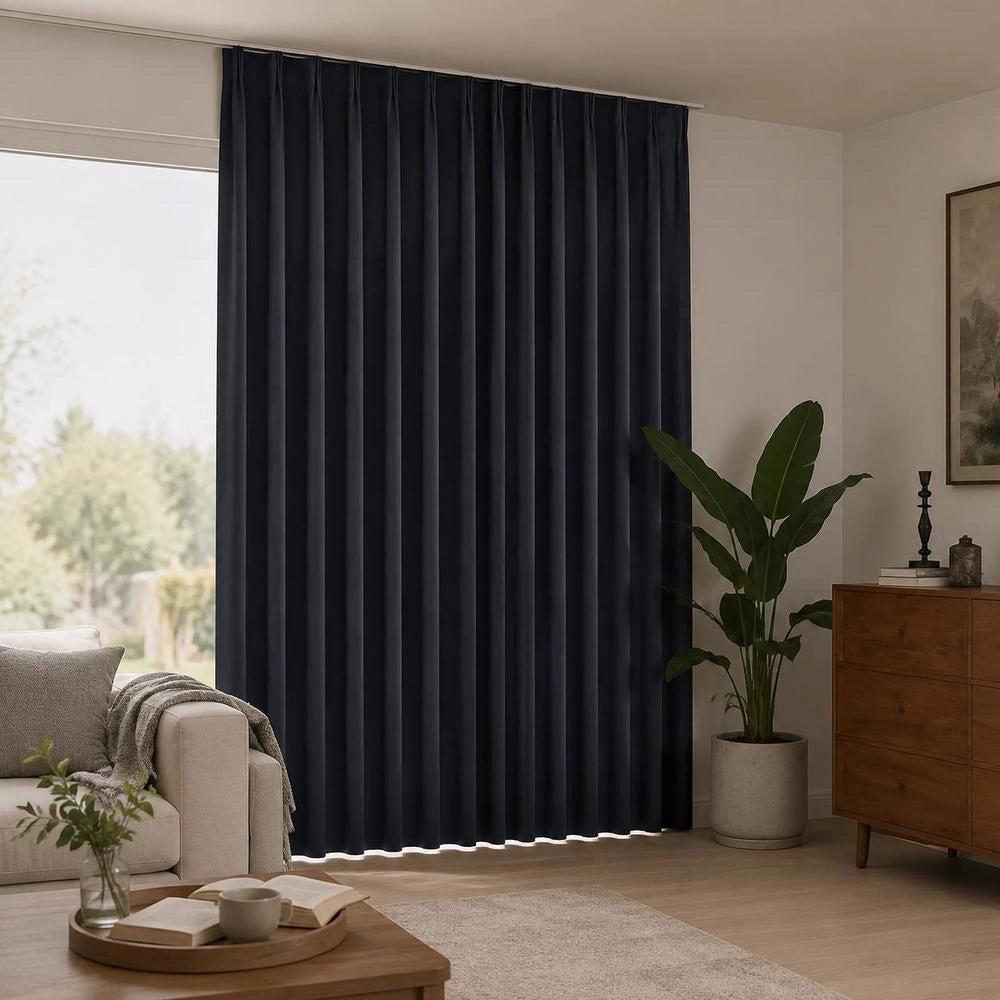 Blackout Curtain With Hooks, Anthracite, 290 X 245 Cm
