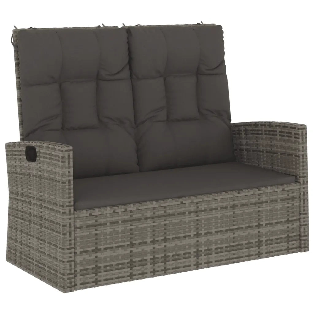 Panca Giardino Reclinabile con Cuscini 118cm Polyrattan Grigio 362186