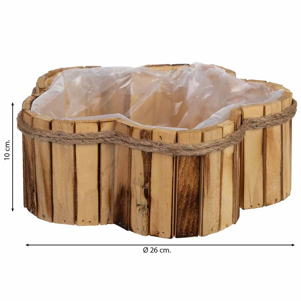 Cesto in legno a forma di fiore 26x26x10h cm