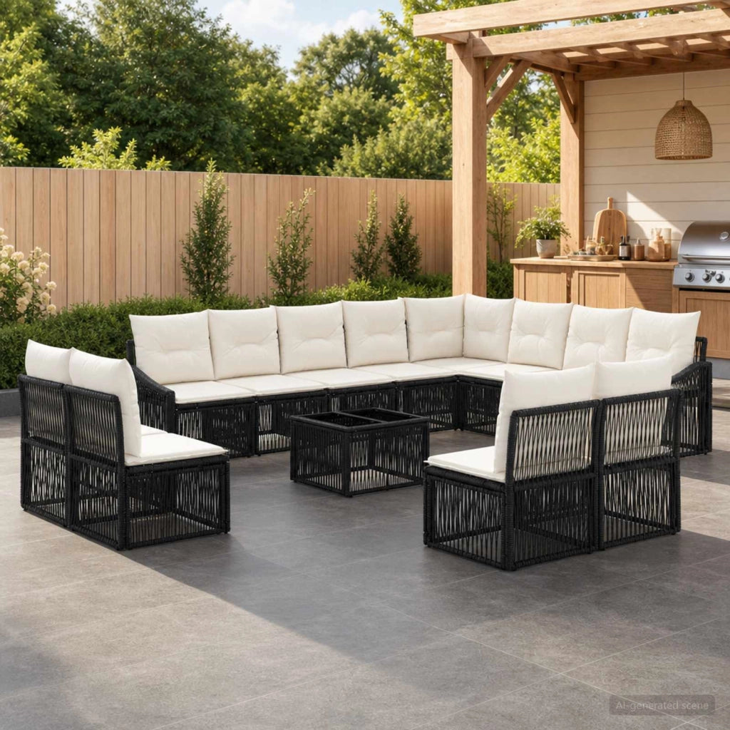 Set Divano da Giardino 13 pz Nero polyrattan 3436165
