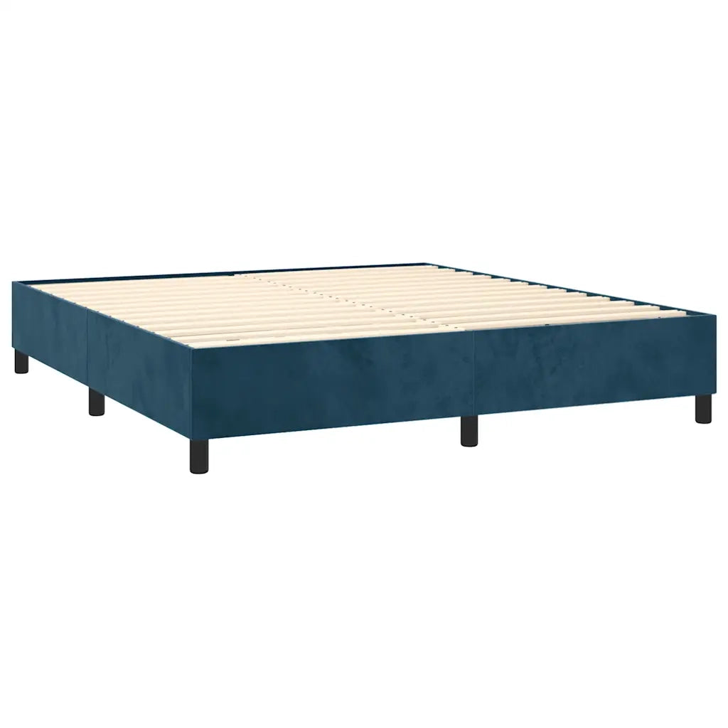 Giroletto a Molle con Materasso Blu Scuro 180x200 cm in Velluto