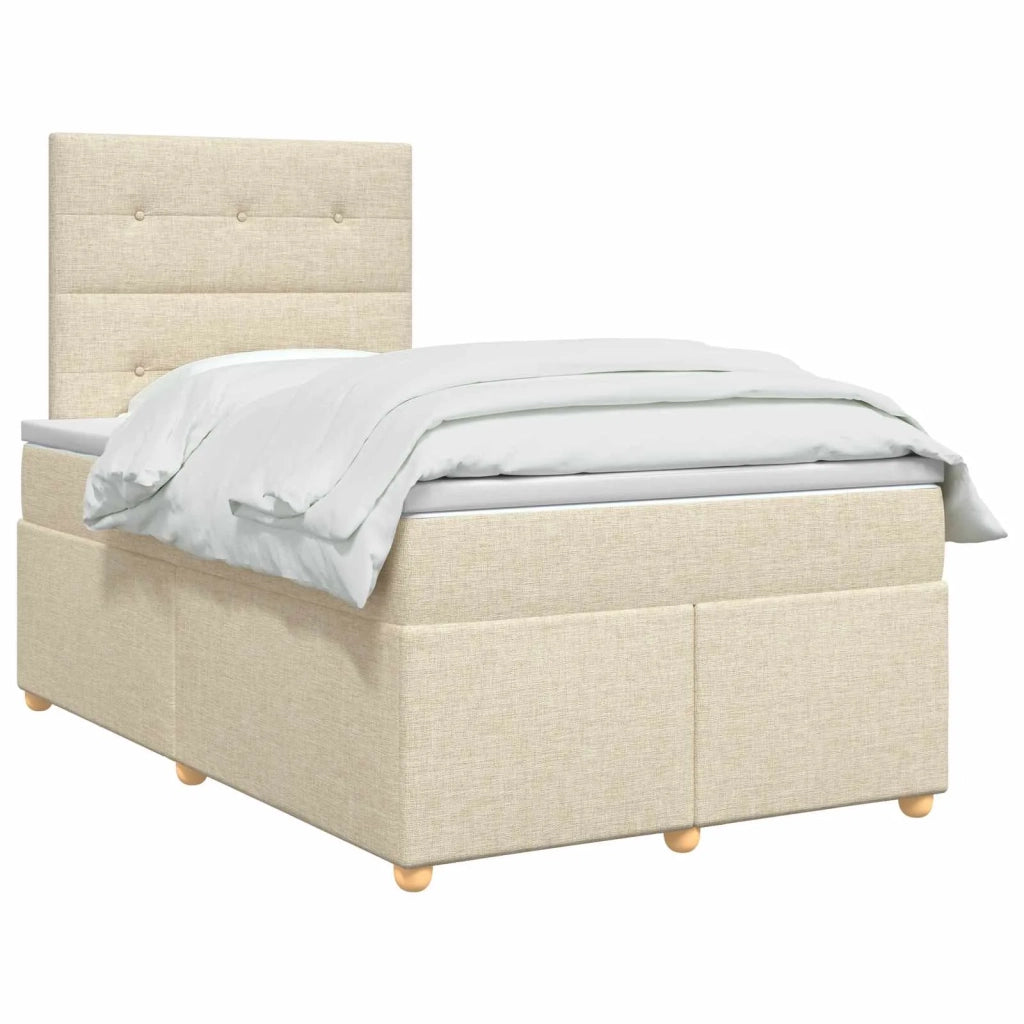 Letto box spring con materasso Crema 120 x 200 cm Tessuto 3453863