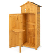 Capannone da giardino con serratura tavolo pieghevole ganci, Organizzatore di utensili di utilit¨¤ Naturale-Casette da giardino