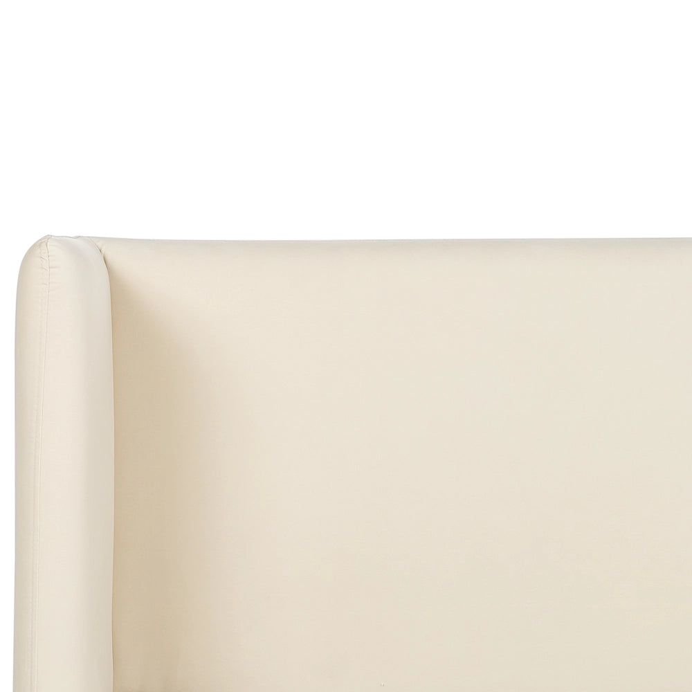 Letto con rete a doghe velluto beige 160 x 200 cm testiera e gambe nere camera da letto soggiorno