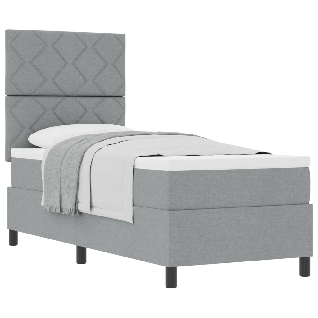 Letto a Molle con Materasso Grigio Chiaro 80x200 cm Tessuto