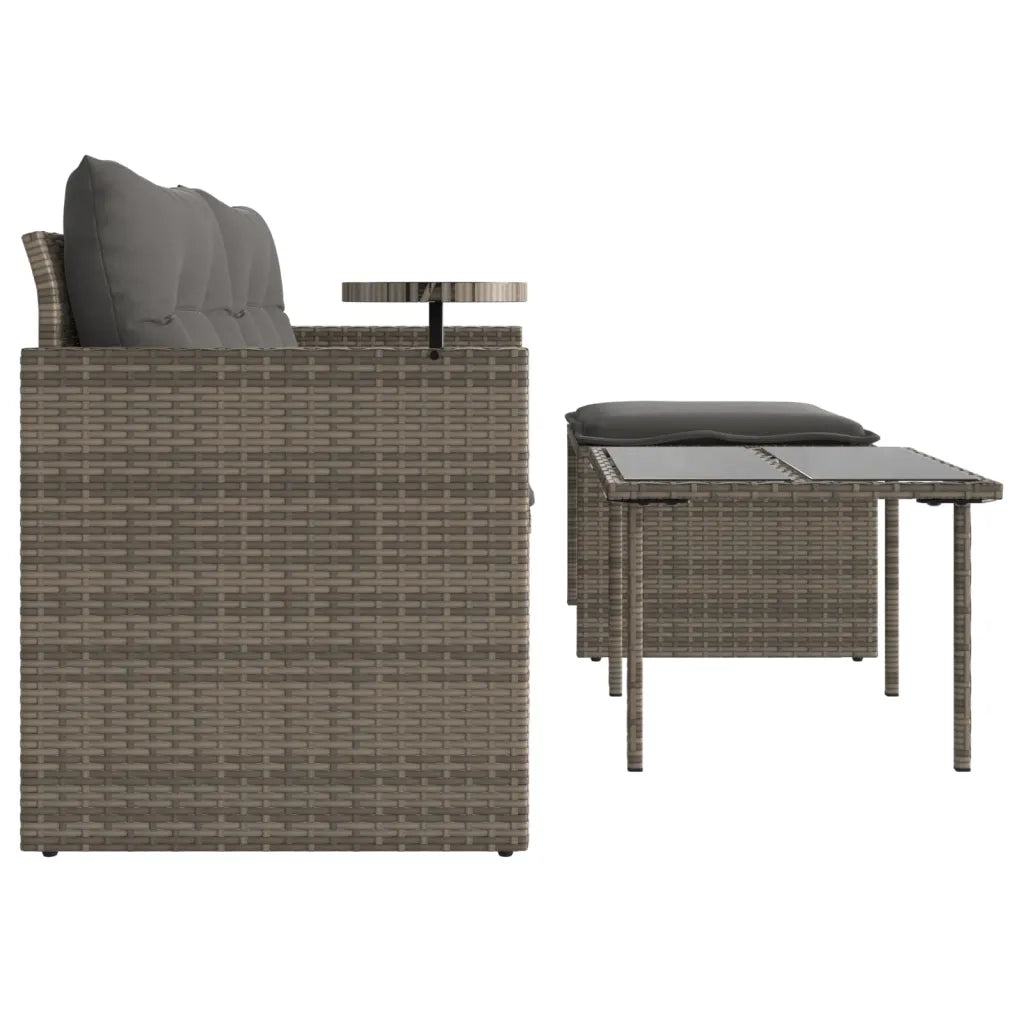 Set Divani da Giardino 3 pz con Cuscini Grigio in Polyrattan 365460