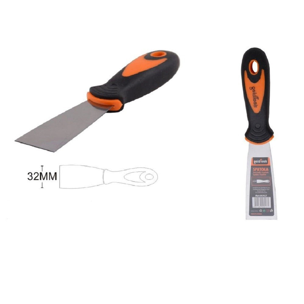 Trade Shop - Spatola Per Pareti Acciaio 32 Mm 1.5" Ferramenta Con Maniglia Antiscivolo 90417 -