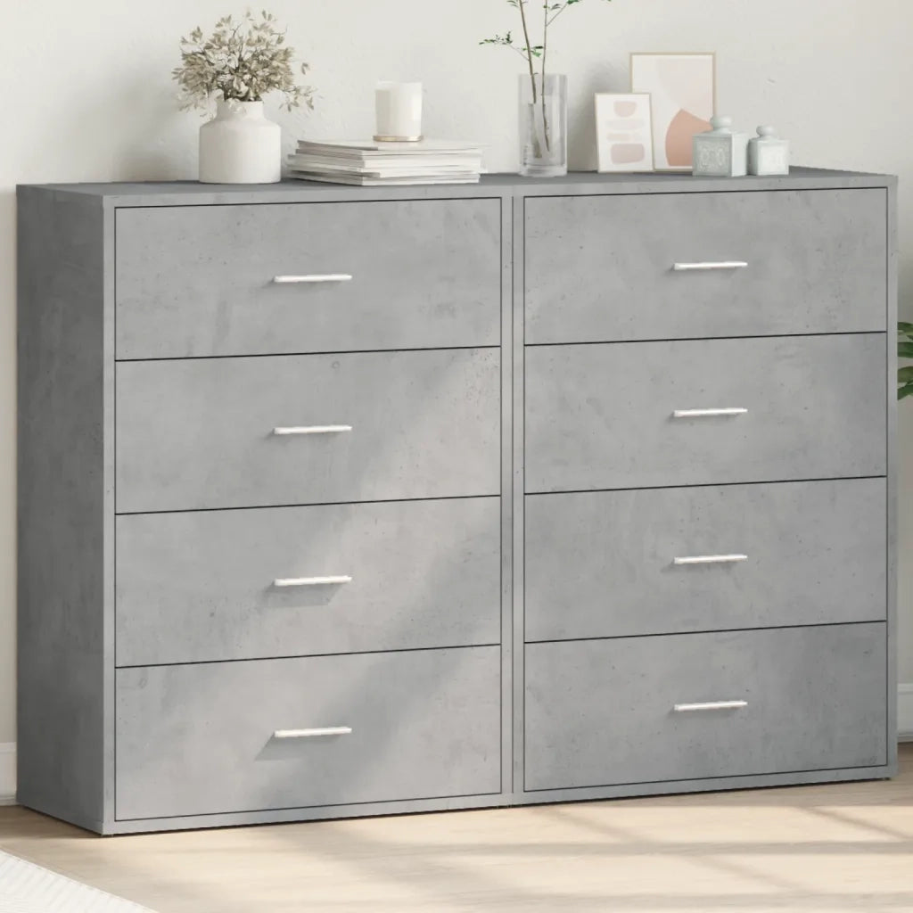 Credenze 2 pz | Madia | Buffet da pranzo | Armadio da pranzo Grigio Cemento 60x31x84 cm in Legno Multistrato