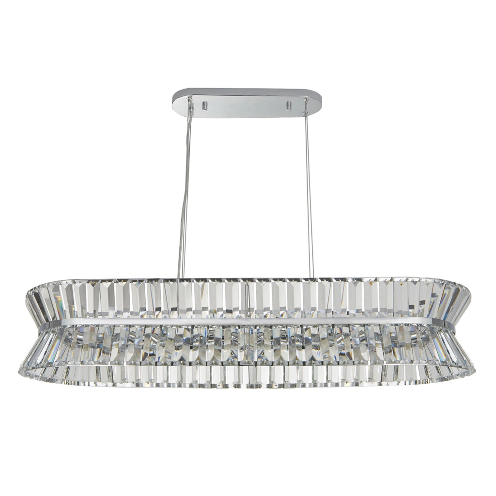 Uptown 10Lt Oval Pendant - Metallo cromato e cristallo trasparente