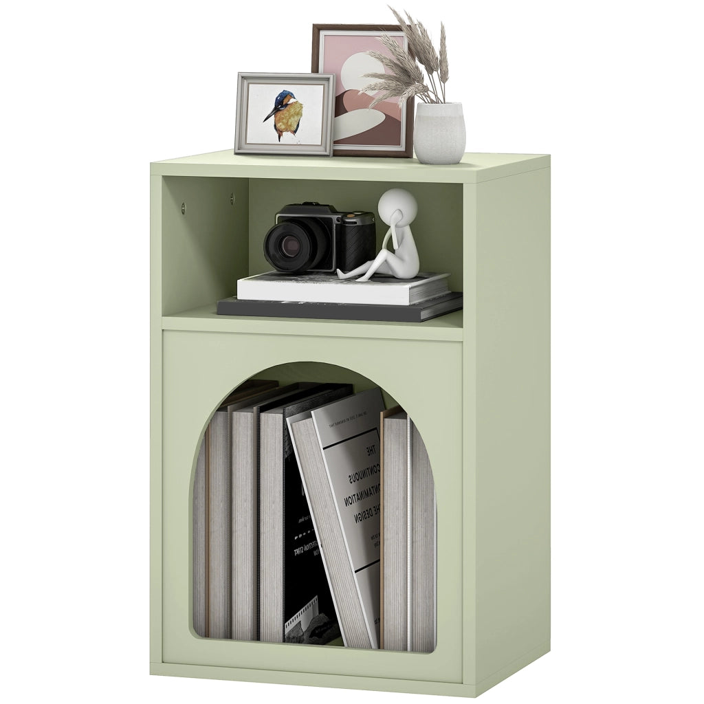 Comodino con 2 Ripiani Aperti Design Arco ¨C zephmum ¨C Verde 40x30x60 cm