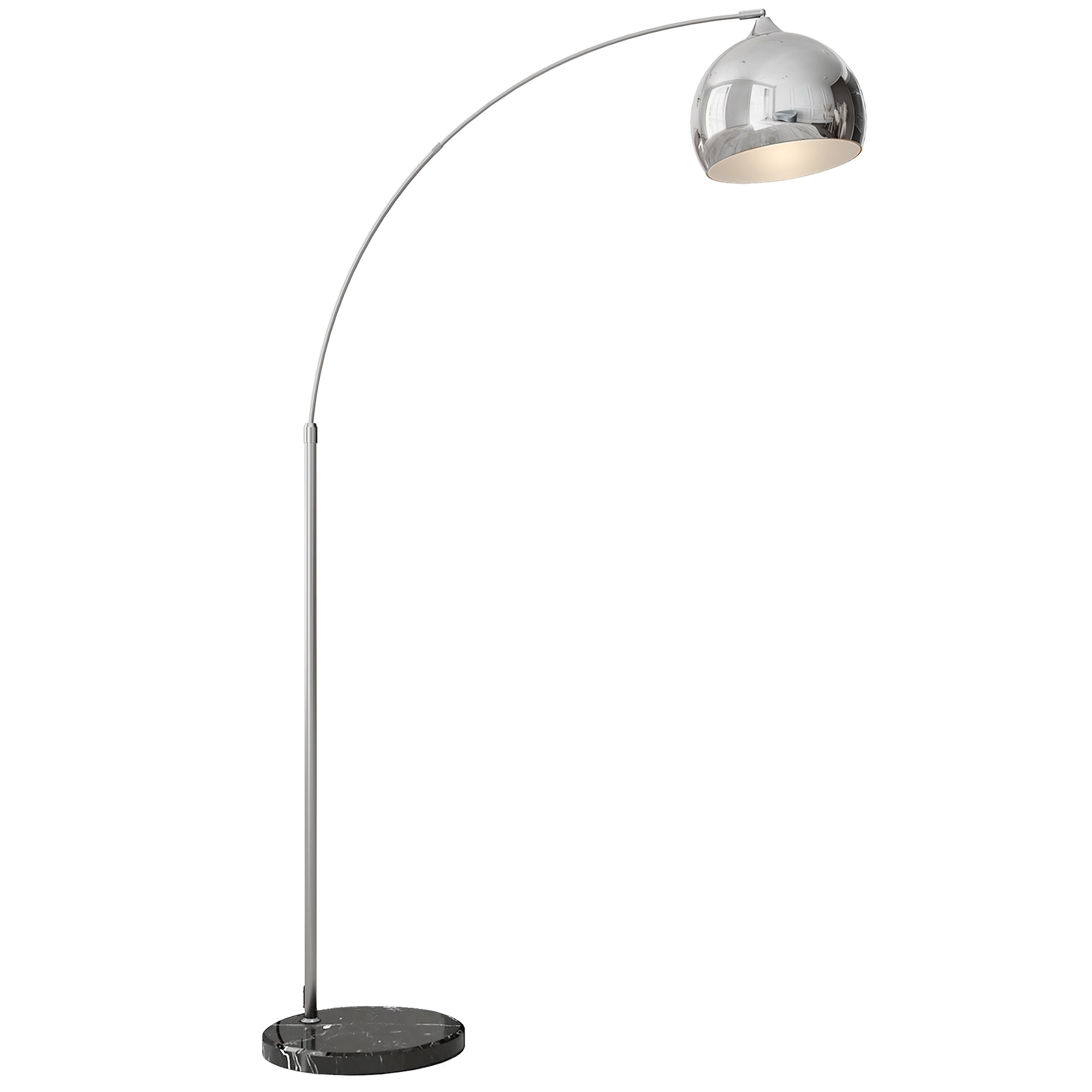 Lampada da Terra Design Vintage Asta Regolabile con Attacco E27 Struttura in Metallo e Base in Marmo Argento