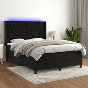 Letto a Molle con Materasso e LED Nero 140x200 cm in Velluto 3139747