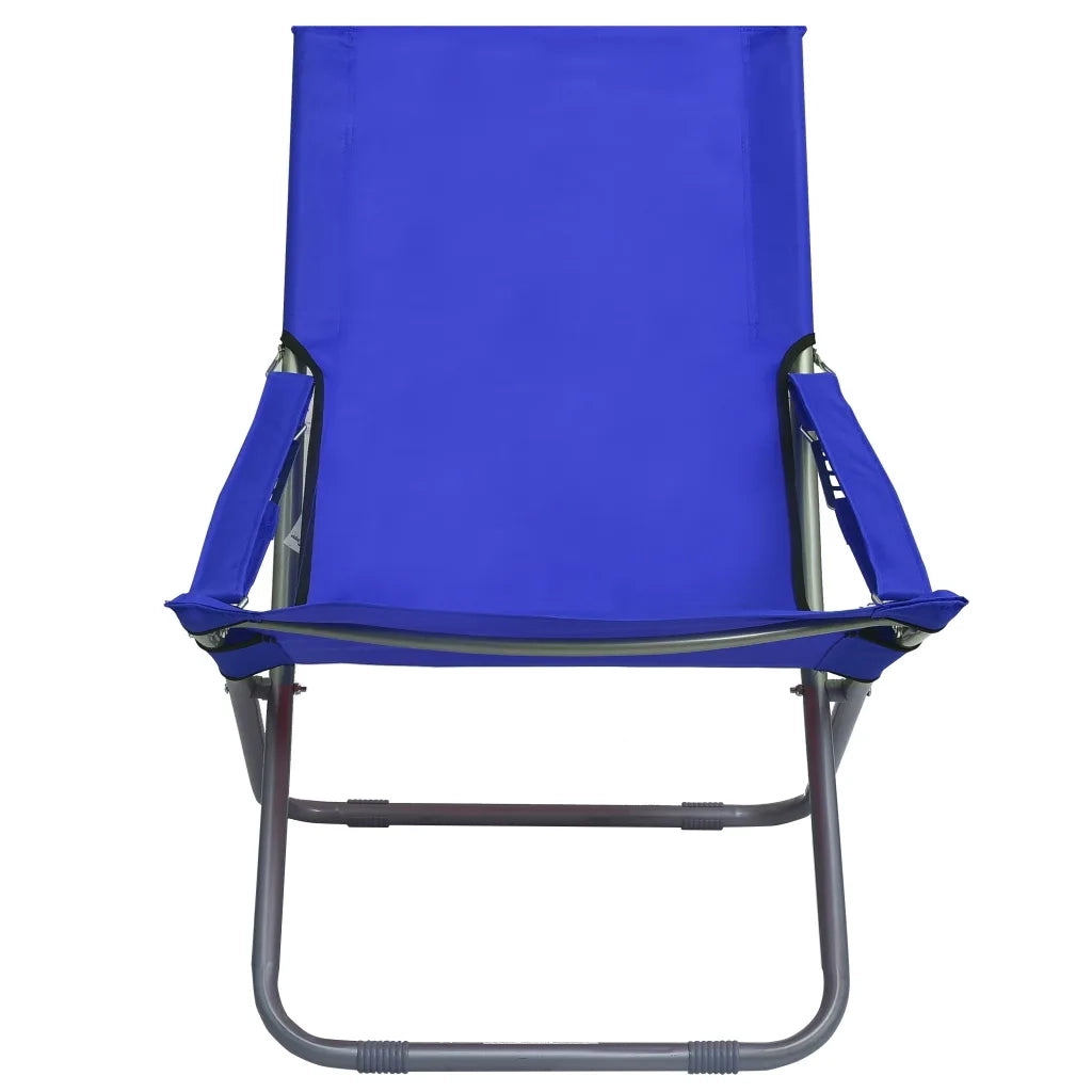 Sedie da Spiaggia Pieghevoli 2 pz | Sedie da Esterno in Tessuto Blu