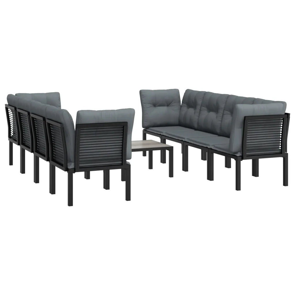 Set Salotto da Giardino 9 pz Nero e Grigio in Polyrattancod mxl 76724
