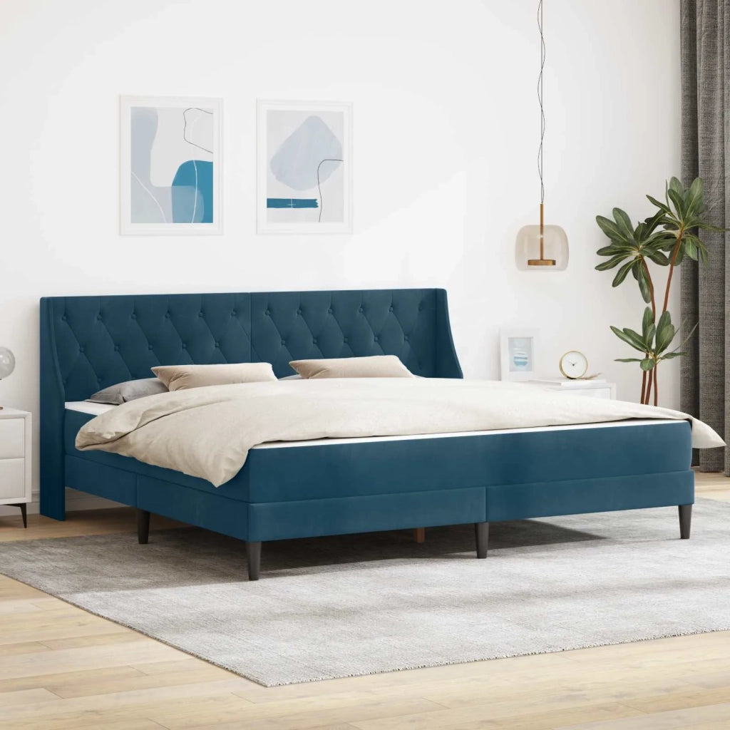 Struttura letto con materasso Blu 200 x 200 cm Velluto 3414824
