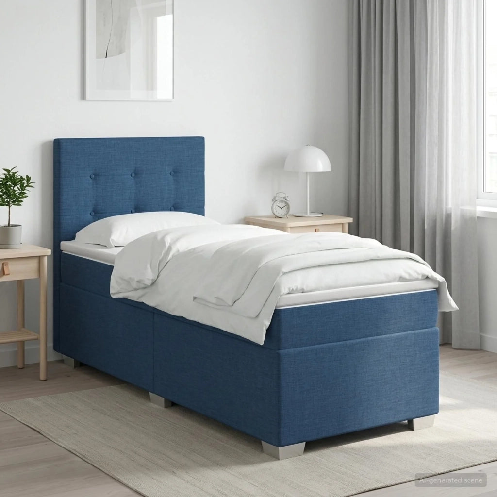 Letto box spring con materasso Blu 90 x 190 cm Tessuto 3450375