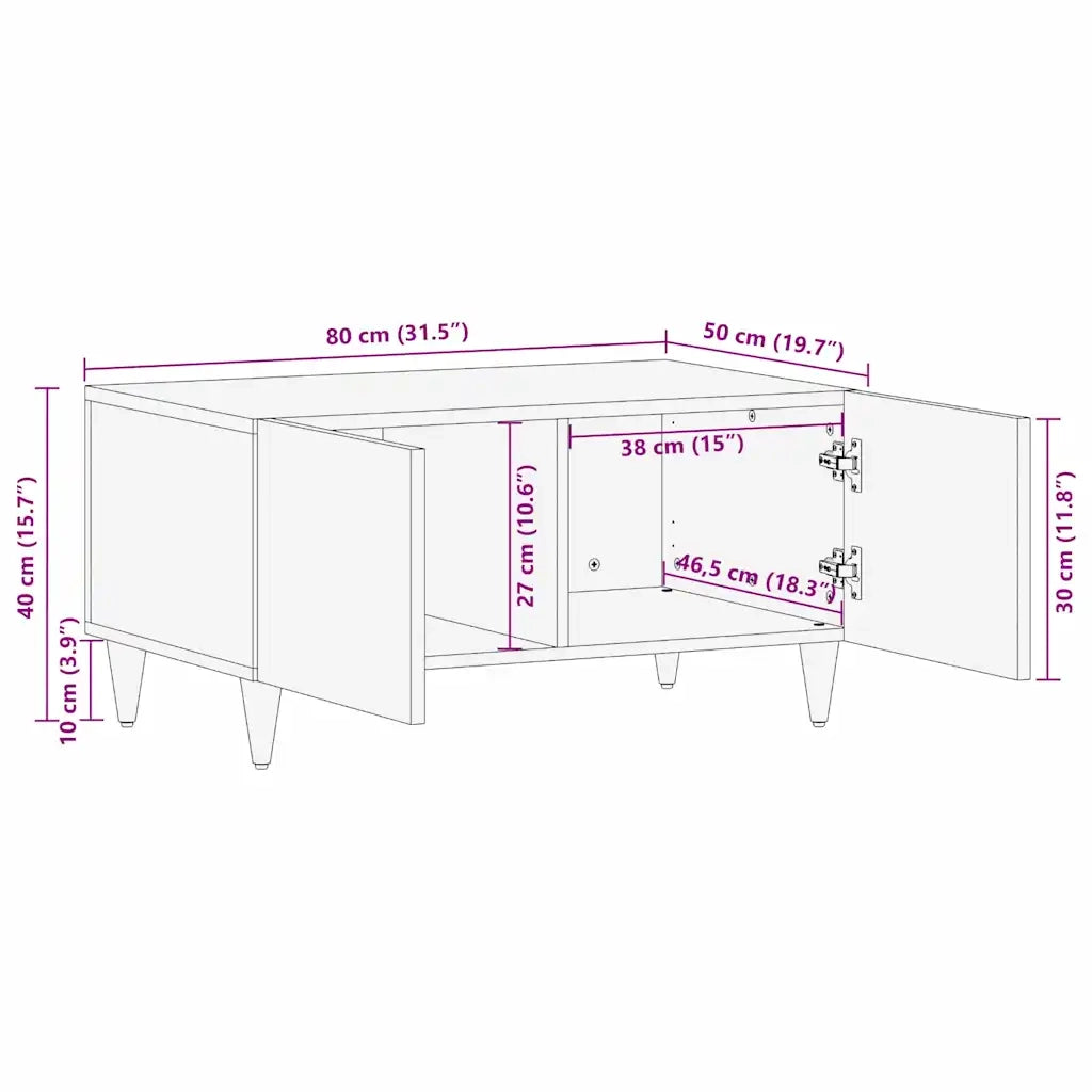 vidaXL Tavolini da salotto Marrone 80 x 50 x 40 cm