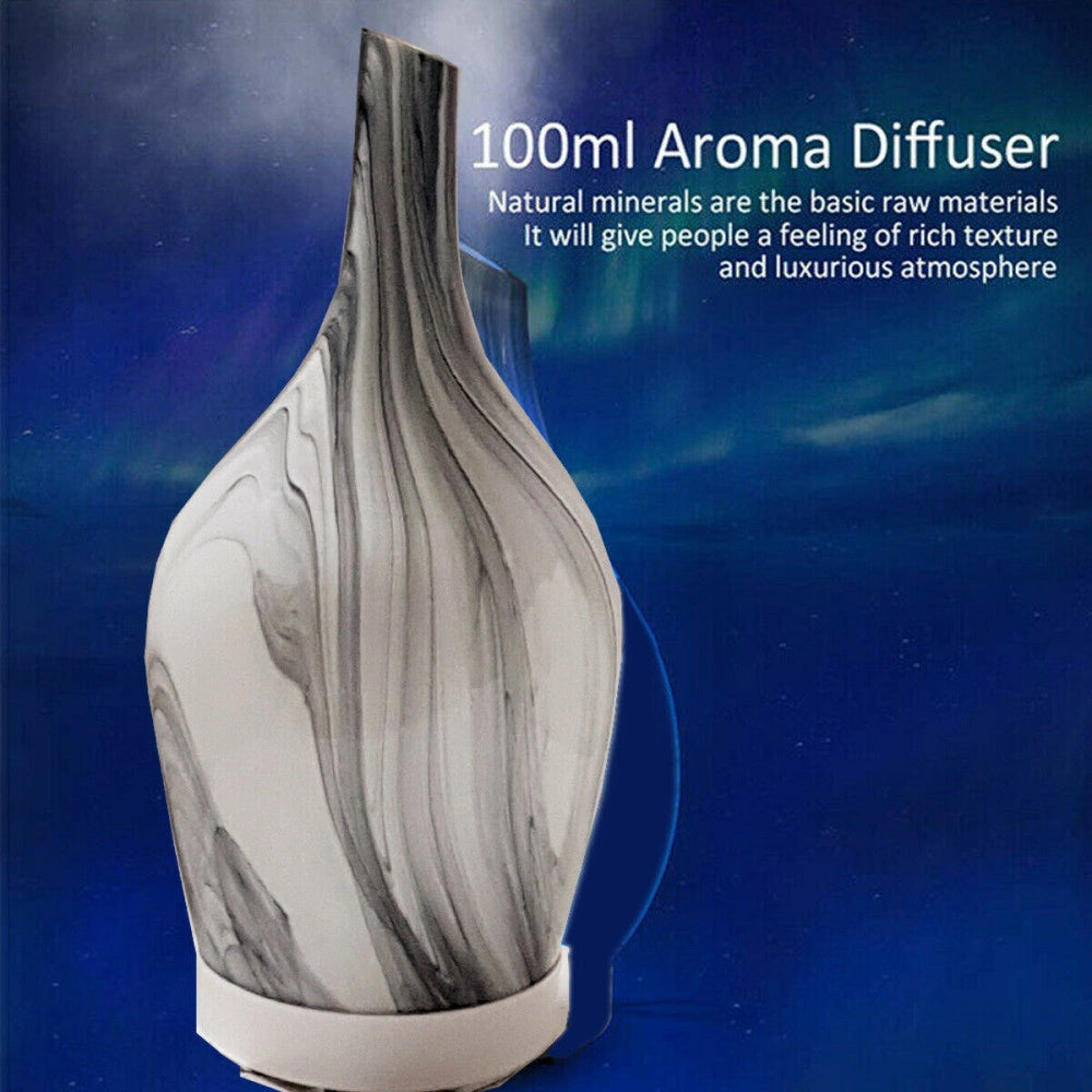 Trade Shop - Diffusore Oli Vetro Cromoterapia Aromaterapia Umidificatore Bianco E Nero 03 Led -