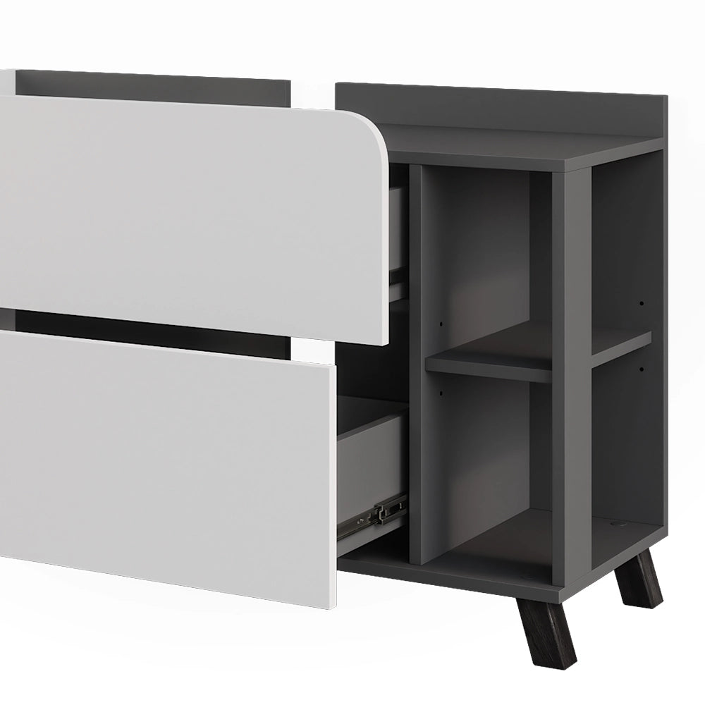 Vicco Mobiletto per lavabo Antracite/bianco 100 x 65 cm con 2 cassetti