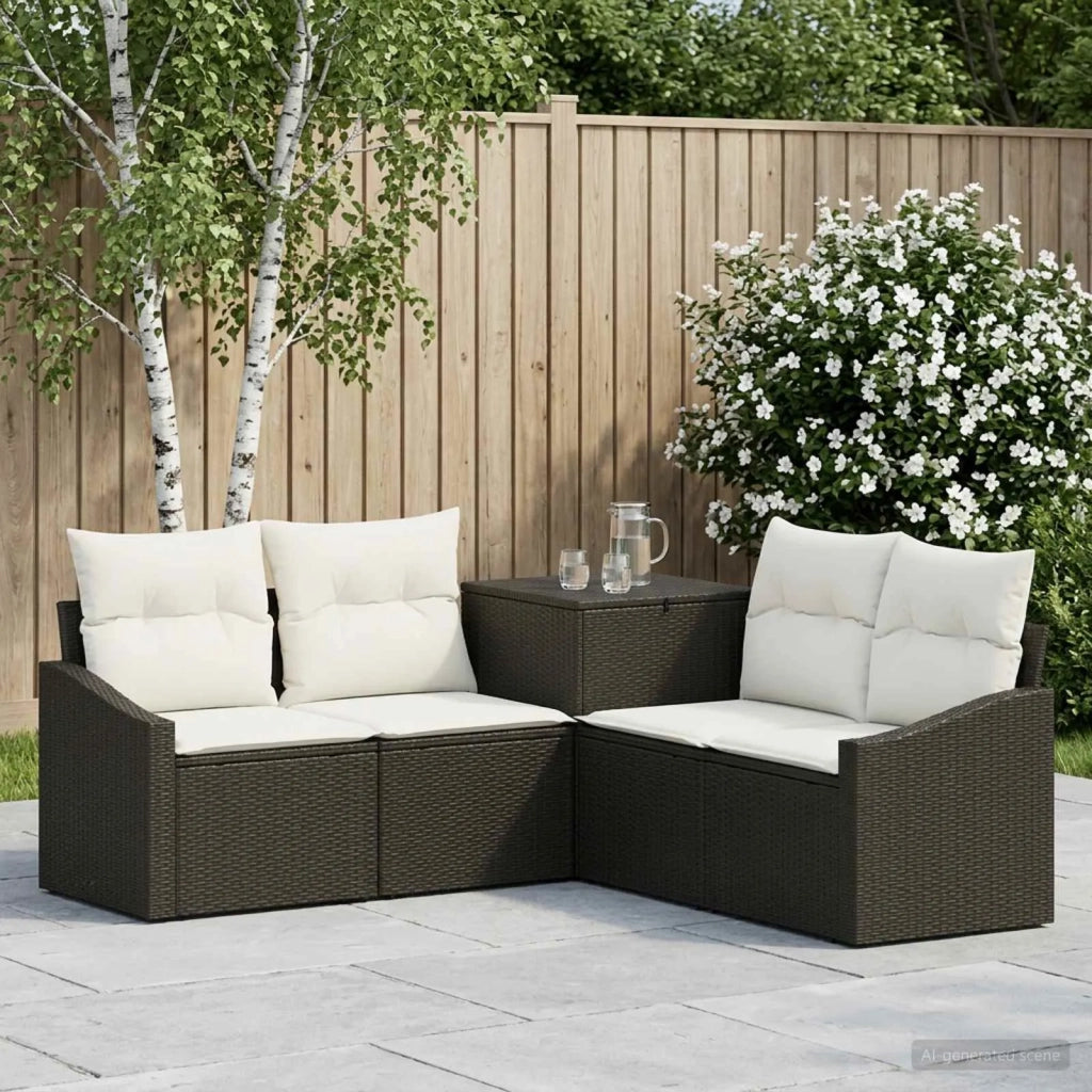 Set di divani 5 pz Nero e Bianco Crema 3447812
