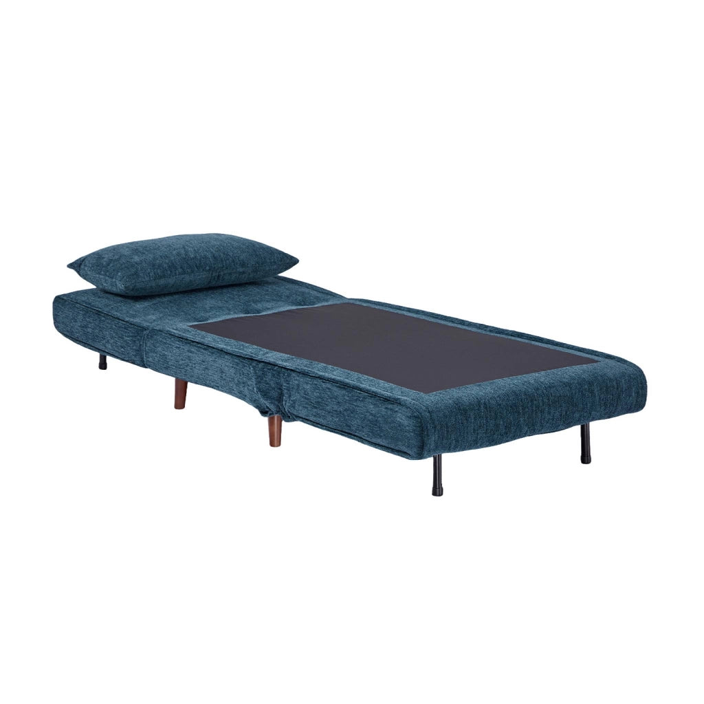Poltrona letto convertibile in tessuto ciniglia, blu