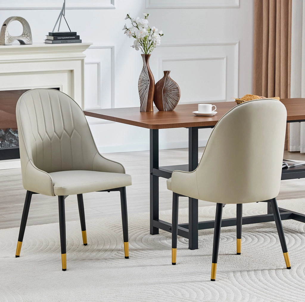 Set di 2 sedie ergonomiche con schienale a fulmine in PU nero e grigio caldo